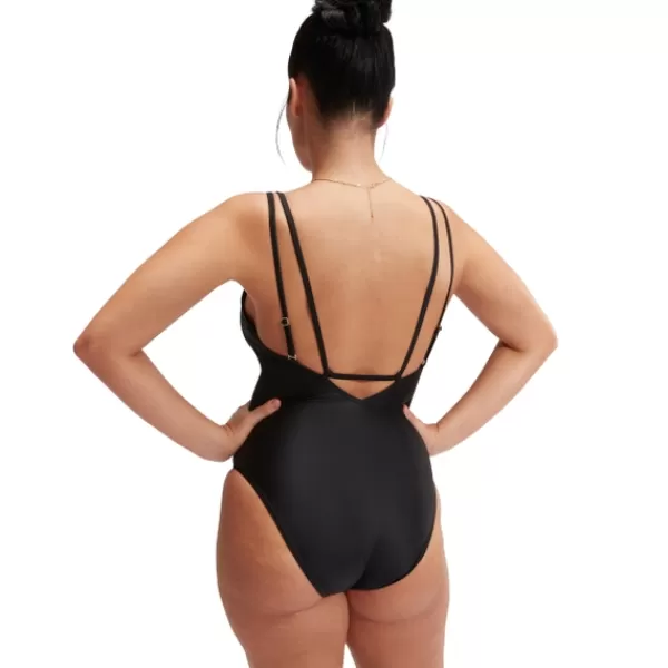 Store Women's Shaping Strappy Swimsuit Black Women Black Swimsuit | Support Swimwear