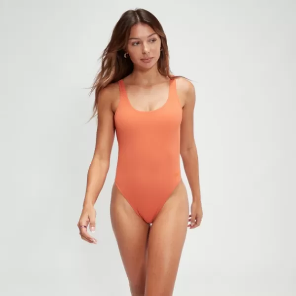 Best Women's Textured Deep U-Back Orange Women Leisure | Swimming costumes